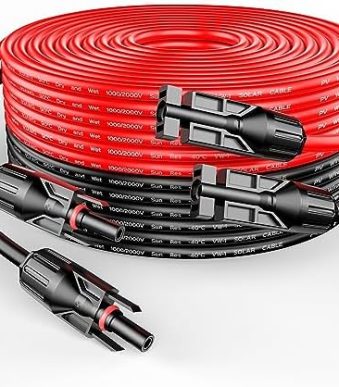 rich solar 100 ft red + black solar panel extension cable with connectors