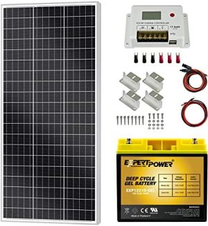 expertpower 100w solar power kit with battery and charge controller