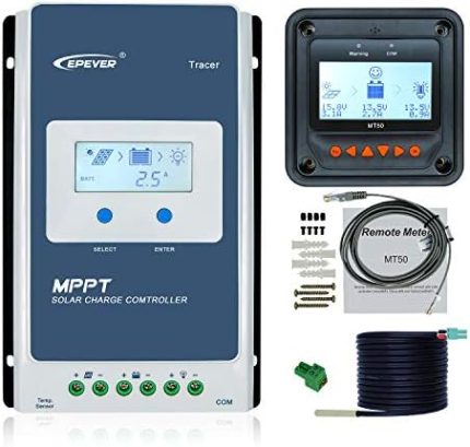 epever 40a mppt solar charge controller kit with remote monitor
