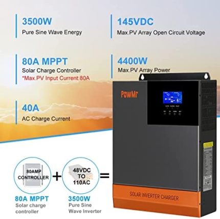 powmr 5600w hybrid inverter with mppt charger & 48v support