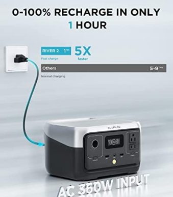 portable ef ecoflow river 2 power station for home/camping/rvs