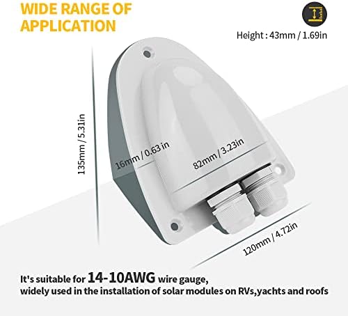 gray bougerv solar cable entry gland for rv/boat/van