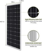 HQST 2pcs Upgraded 100W 12V Monocrystalline Solar Panel for Off-Grid Applications