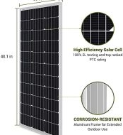 HQST 2pcs Upgraded 100W 12V Monocrystalline Solar Panel for Off-Grid Applications
