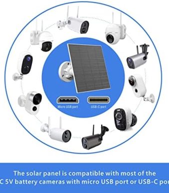 vamtyk 5w usb solar panel for rechargeable battery security camera