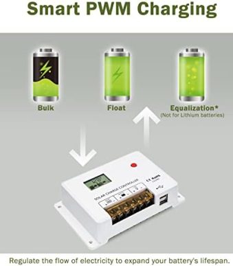 hqst 30a solar charge controller with lcd display and dual usb ports