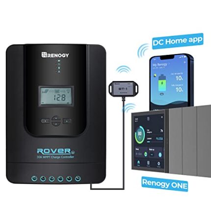 renogy rover 30a mppt solar charge controller with lcd display