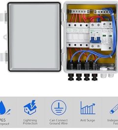 ECO-WORTHY PV Combiner Box with Lightning Arreste for Solar Panel System