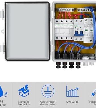 ECO-WORTHY PV Combiner Box with Lightning Arreste for Solar Panel System