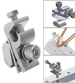 rewrite this title 10pcs solar mounting system grounding clip lug solar panel brackets clamps photovoltaic support parts with good compatible summary 7-10 words