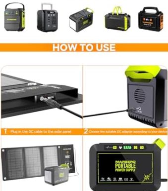 marbero portable 21w solar panel with qc3.0 usb and dc output