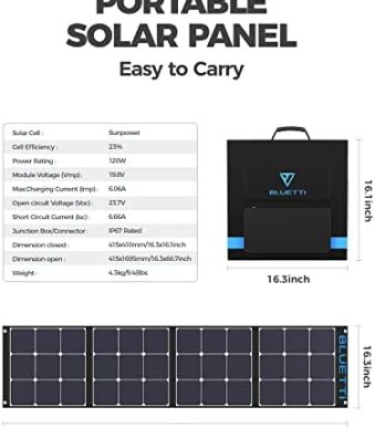 portable 120w solar panel for bluetti solar generators