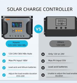 pwm solar charge controller for 12v-48v systems with backlit display