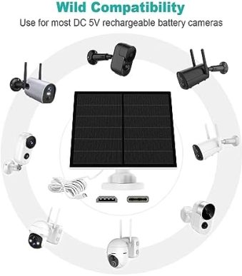 yctechcam 5w solar panel with usb-c and micro usb ports