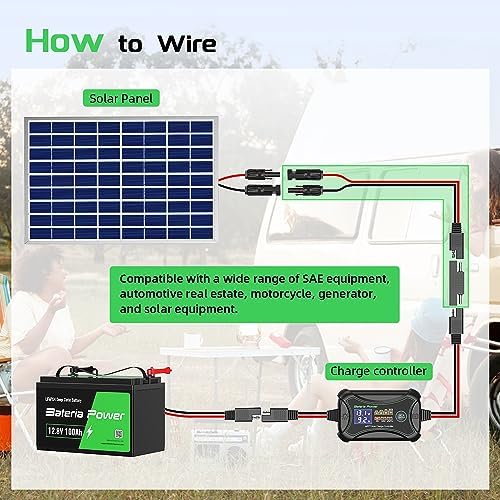 bateria power 10awg solar to sae adapter charge cable for solar panels
