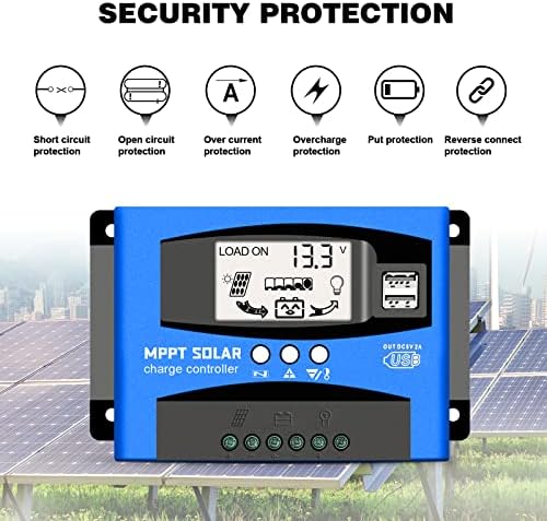werchtay 60a mppt solar charge controller with lcd display and dual usb