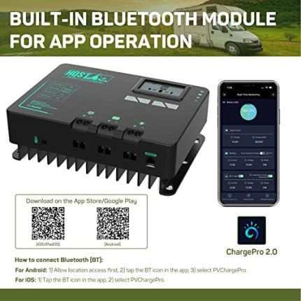 hqst 40a mppt solar charge controller with bluetooth lcd display