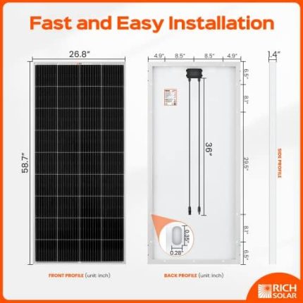 rich solar high efficiency 200w 12v monocrystalline solar panel