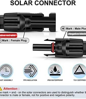 igreely 10ft 10awg solar panel extension cable with connectors