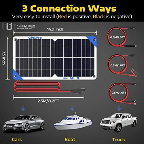 sunapex waterproof 10w solar panel car battery charger for 12v