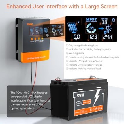 Temank Latest Version: 60A MPPT Solar Charge Controller with LCD Display