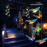 toodour color changing butterfly solar wind chime for outdoor decor