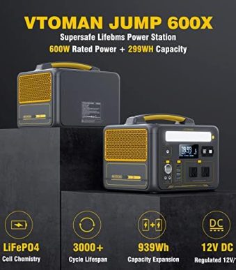vtoman jump 600x portable power station for rv/van camping & home backup