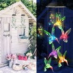 toodour color changing hummingbird solar wind chimes for outdoor decor