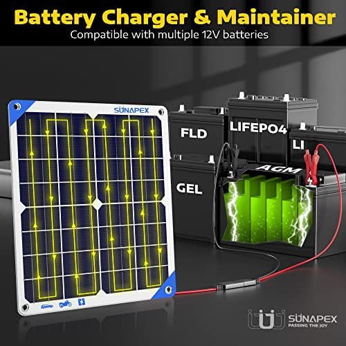 sunapex portable 20w solar panel battery charger for vehicles