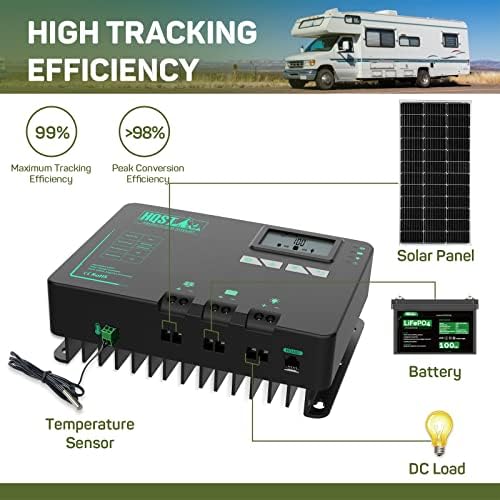 hqst 40a mppt solar charge controller with bluetooth lcd display
