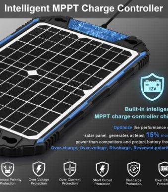 12W 12V Solar Battery Charger with Intelligent MPPT Controller