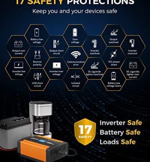 ampeak 1500w power inverter with multiple ports and protections
