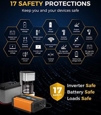 ampeak 1500w power inverter with multiple ports and protections