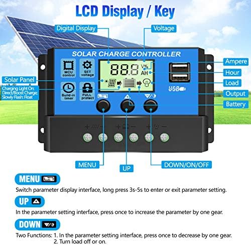 Depvko 30A Solar Charge Controller with LCD Display