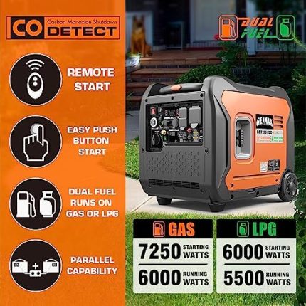 GENMAX Quiet 7250W Generator with Dual Fuel & Remote Start