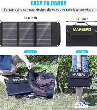 marbero portable 30w solar panel charger for outdoor camping and travel