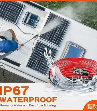 rich solar 100 ft red + black solar panel extension cable with connectors