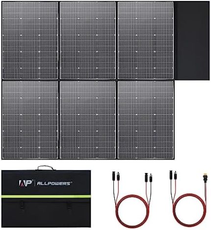 ALLPOWERS SP039 600W Monocrystalline Portable Solar Panel Waterproof IP67 RV Solar Panel Kit with 44V MC-4 Output Foldable Solar Charger for Outdoor Adventures Power Outage Solar Generator