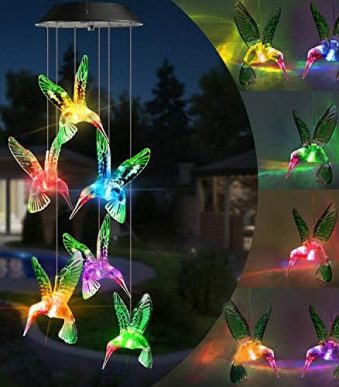 toodour color changing hummingbird solar wind chimes for outdoor decor
