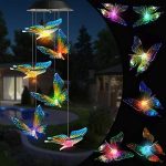 toodour color changing butterfly solar wind chime for outdoor decor