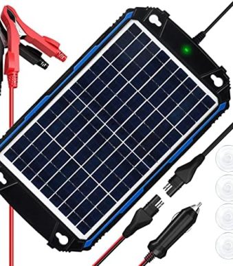 suner portable 10w solar car battery charger & maintainer for marine/rv