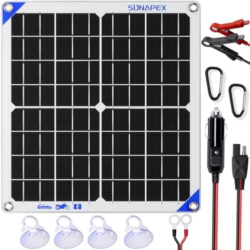 sunapex portable 20w solar panel battery charger for vehicles