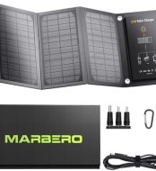 marbero portable 21w solar panel with qc3.0 usb and dc output