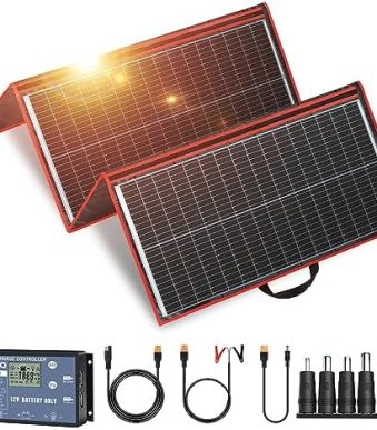 dokio portable 300w solar panel charger for camping, rvs, and marine use