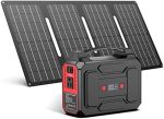apowking portable power bank with ac outlet & solar panel for camping
