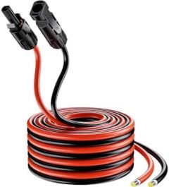 bateria power solar panel extension cable with male and female connectors.