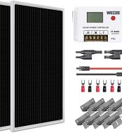 weize 200w 12v solar panel starter kit with 30a pwm charge controller