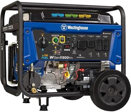 Westinghouse 14500W Tri-Fuel Backup Generator, Remote Start, CARB