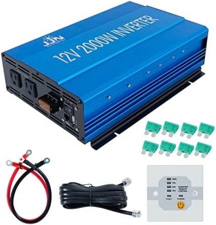 JJN 2000W Power Inverter 12V to 110V Remote Controller