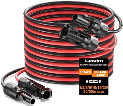 Oududianzi Vansdon 20ft 10AWG Solar Panel Extension Cable with Connectors